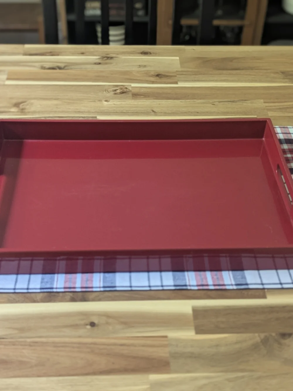 Pottery Barn Red Lacquer Decorative Serving Tray with Handles